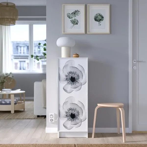 BILLY / HÖGBO bookcase combination w glass doors, white, 40x30x106 cm