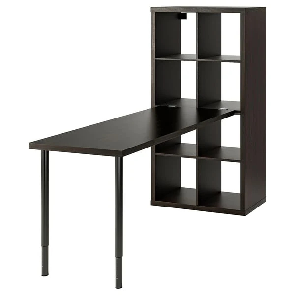 KALLAX / LAGKAPTEN desk combination, black/black-brown, 77x179x147 cm