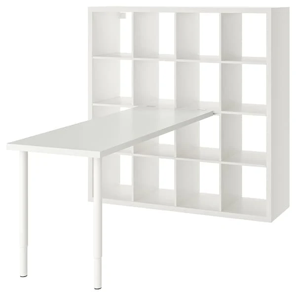 KALLAX / LAGKAPTEN desk combination, white, 147x179x147 cm