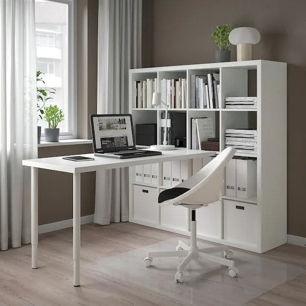 KALLAX / LAGKAPTEN desk combination, white, 147x179x147 cm