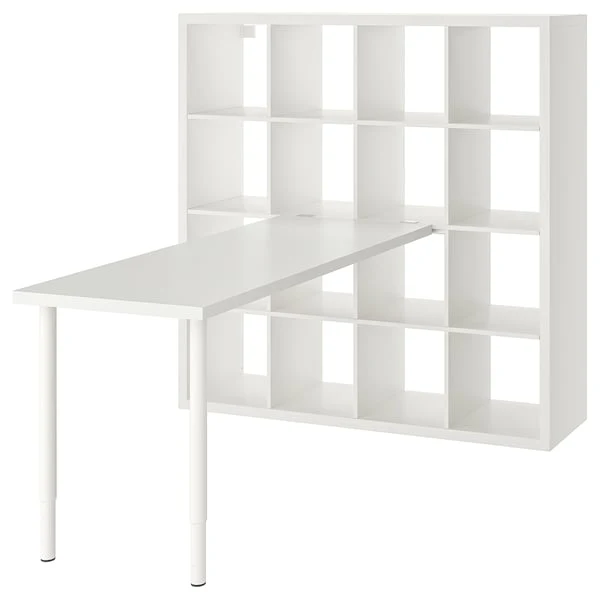 KALLAX / LAGKAPTEN desk combination, white, 147x179x147 cm