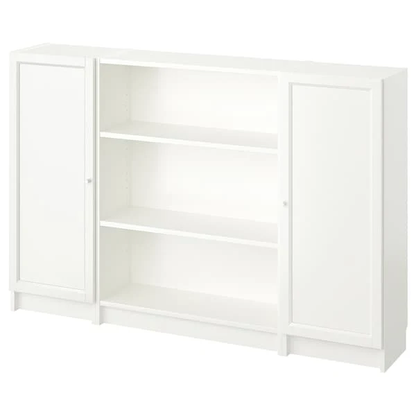 BILLY / OXBERG bookcase combination with doors, white, 160x106 cm