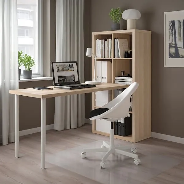 KALLAX / LAGKAPTEN desk combination, white/white stained oak effect, 77x179x147 cm