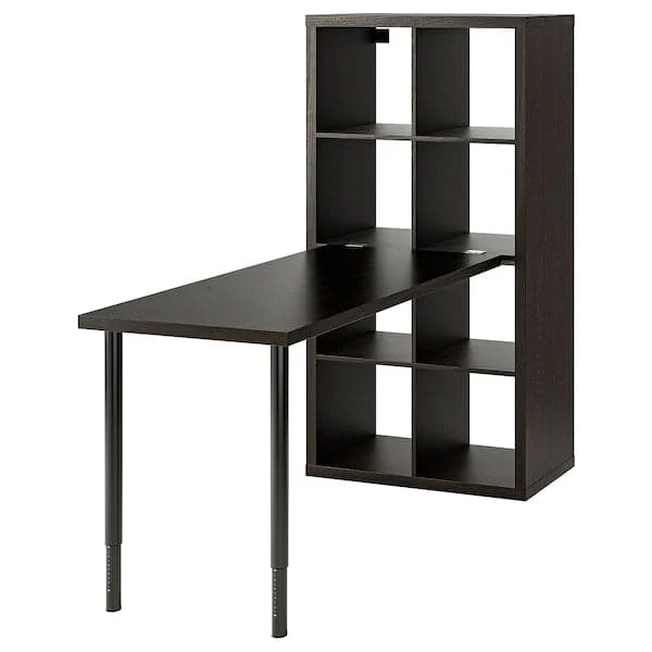 KALLAX / LAGKAPTEN desk combination, black/black-brown, 77x159x147 cm