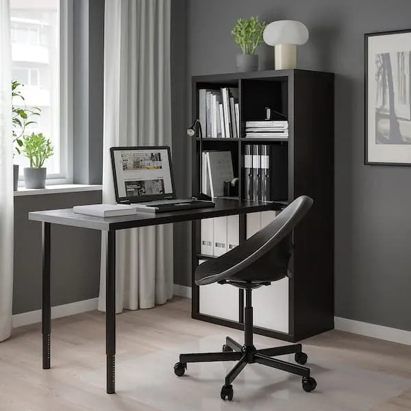 KALLAX / LAGKAPTEN desk combination, black/black-brown, 77x159x147 cm