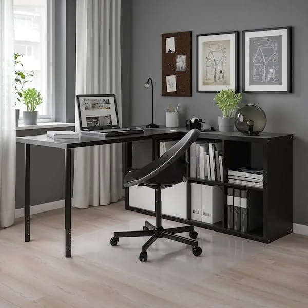 KALLAX / LAGKAPTEN desk combination, black/black-brown, 77x159x147 cm