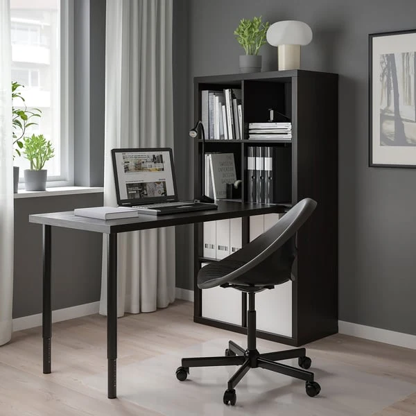 KALLAX / LAGKAPTEN desk combination, black/black-brown, 77x159x147 cm