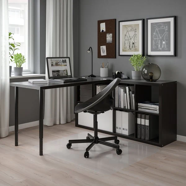 KALLAX / LAGKAPTEN desk combination, black/black-brown, 77x159x147 cm