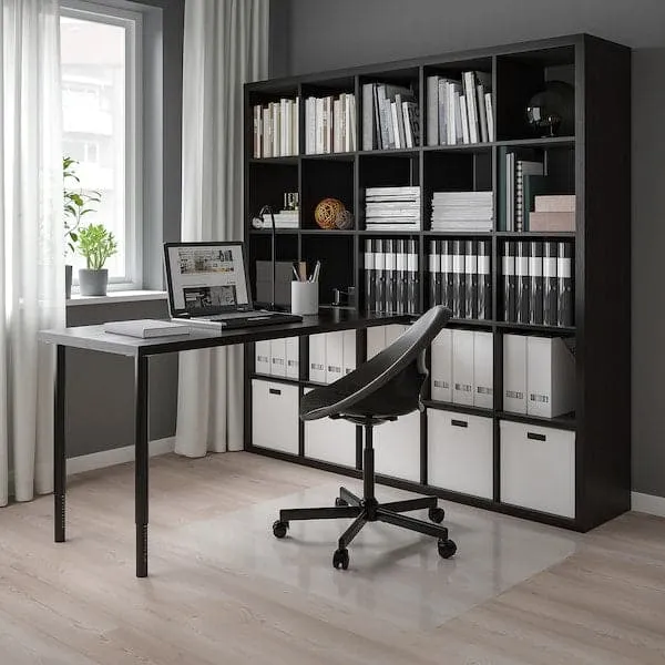KALLAX / LAGKAPTEN desk combination, black/black-brown, 182x179x182 cm