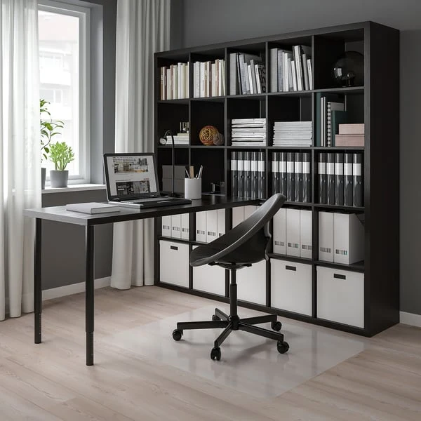 KALLAX / LAGKAPTEN desk combination, black/black-brown, 182x179x182 cm