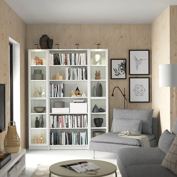 BILLY / OXBERG bookcase combination w glass doors, white, 160x202 cm