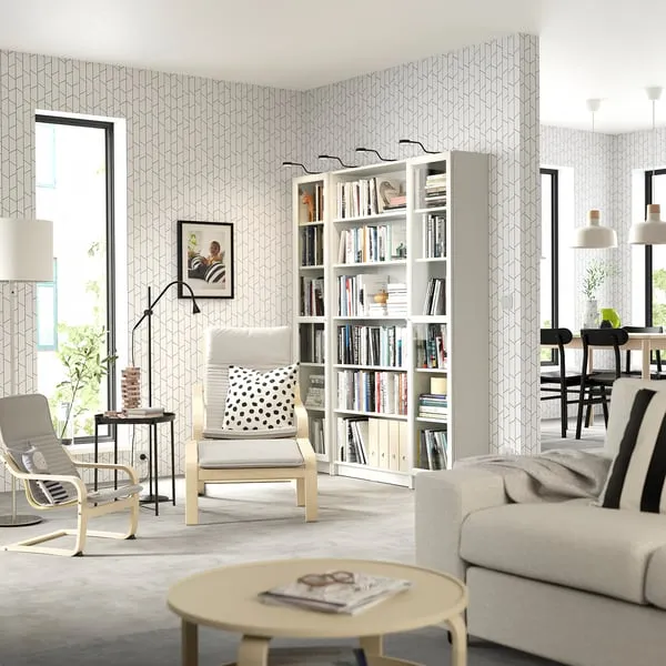 BILLY / OXBERG bookcase combination w glass doors, white, 160x202 cm