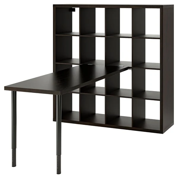 KALLAX / LAGKAPTEN desk combination, black/black-brown, 147x179x147 cm