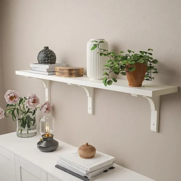 BERGSHULT / RAMSHULT wall shelf, white, 120x20 cm