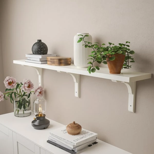 BERGSHULT / RAMSHULT wall shelf, white, 120x20 cm