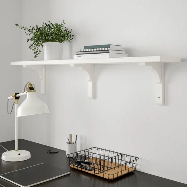 BERGSHULT / RAMSHULT wall shelf, white, 120x20 cm