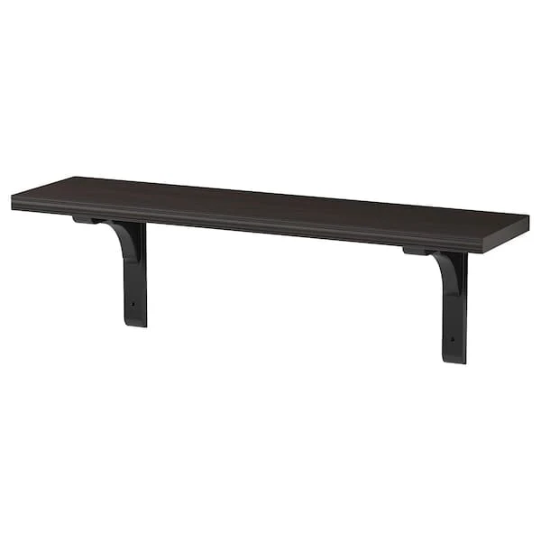 BERGSHULT / RAMSHULT wall shelf, brown-black, 80x20 cm