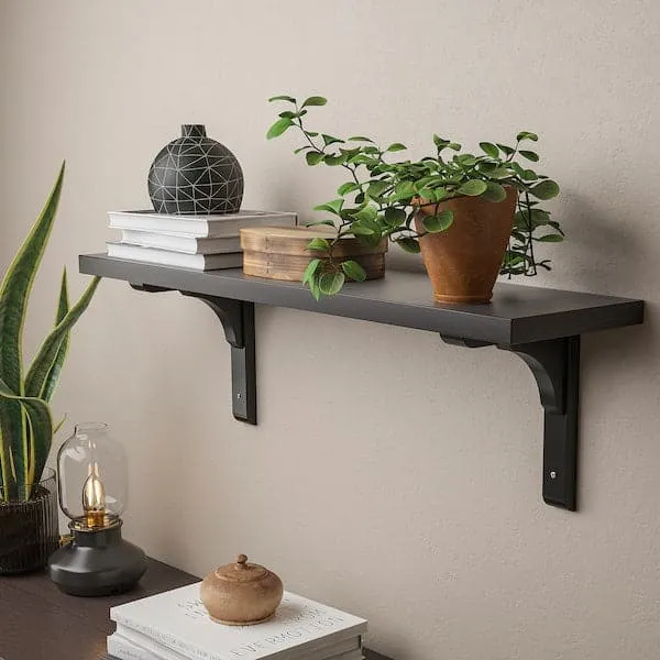 BERGSHULT / RAMSHULT wall shelf, brown-black, 80x20 cm