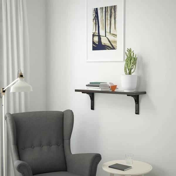 BERGSHULT / RAMSHULT wall shelf, brown-black, 80x20 cm