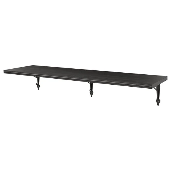 BERGSHULT / KROKSHULT wall shelf, brown-black/anthracite, 120x30 cm