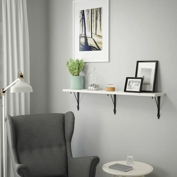 BERGSHULT / KROKSHULT wall shelf, white/anthracite, 120x20 cm
