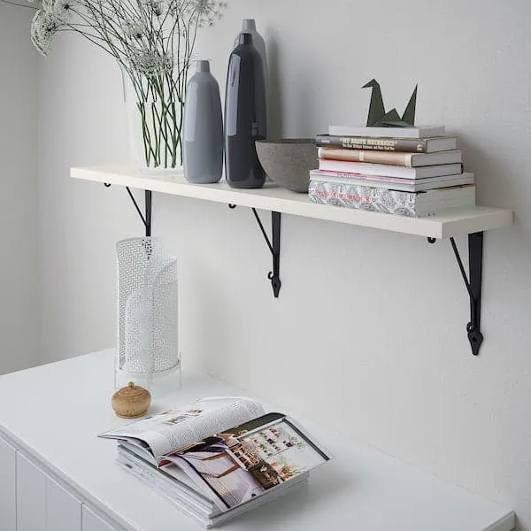BERGSHULT / KROKSHULT wall shelf, white/anthracite, 120x20 cm