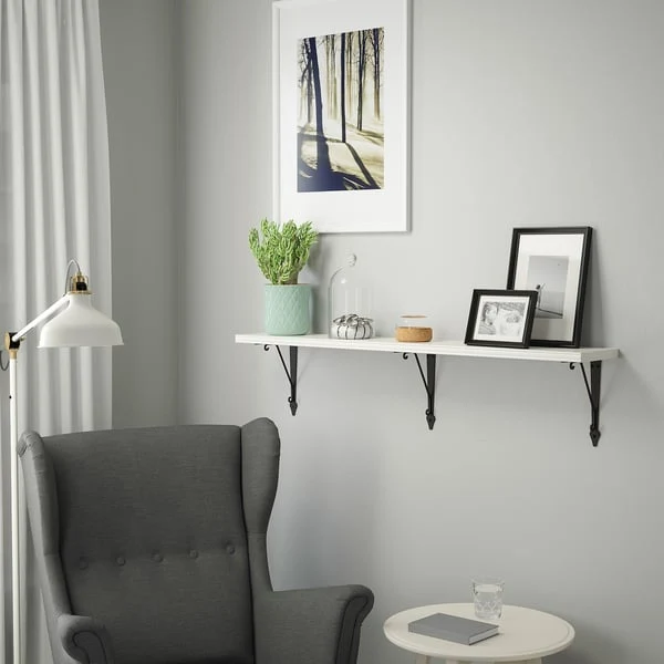 BERGSHULT / KROKSHULT wall shelf, white/anthracite, 120x20 cm