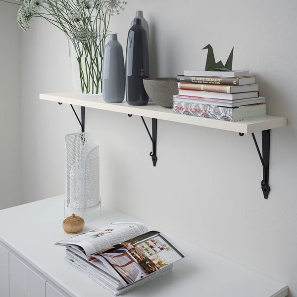 BERGSHULT / KROKSHULT wall shelf, white/anthracite, 120x20 cm