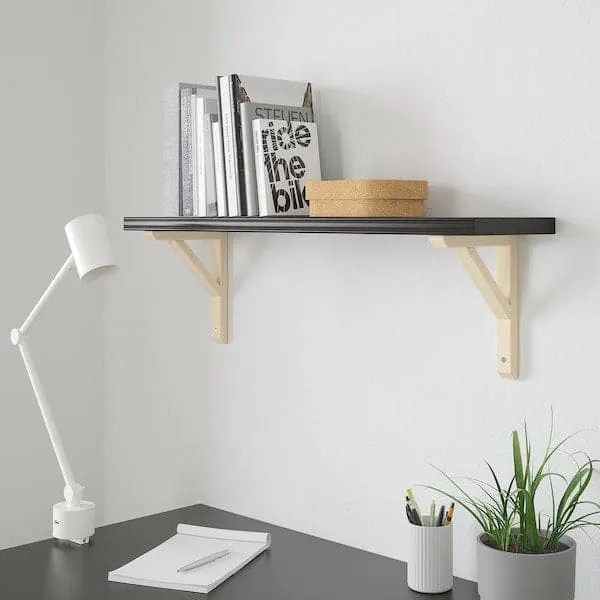 BERGSHULT / SANDSHULT wall shelf, brown-black/aspen, 80x20 cm