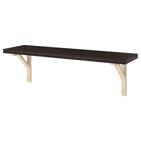 BERGSHULT / SANDSHULT wall shelf, brown-black/aspen, 80x20 cm