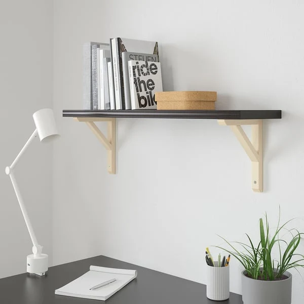 BERGSHULT / SANDSHULT wall shelf, brown-black/aspen, 80x20 cm