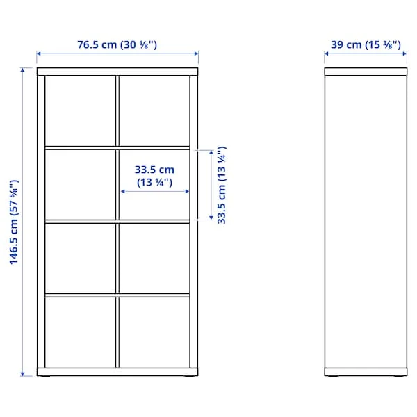KALLAX shelving unit with doors, high-gloss/white, 77x147 cm
