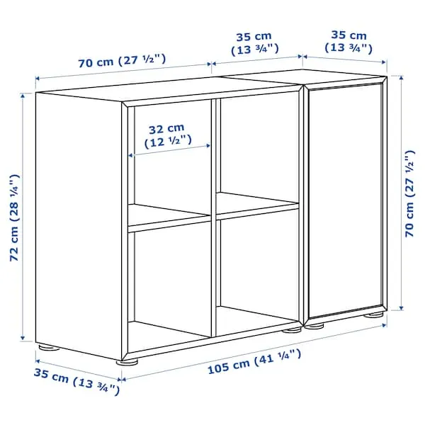 EKET cabinet combination with feet, white/dark grey, 105x35x72 cm