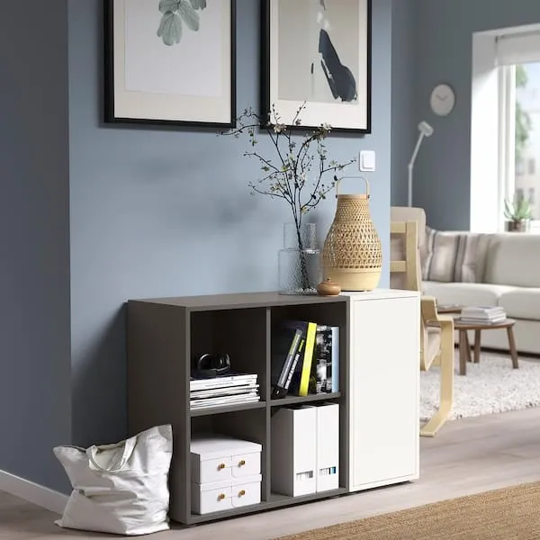 EKET cabinet combination with feet, white/dark grey, 105x35x72 cm