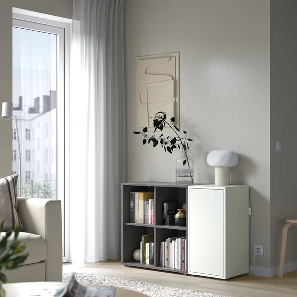 EKET cabinet combination with feet, white/dark grey, 105x35x72 cm