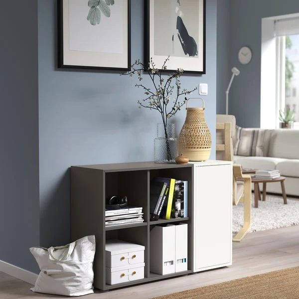 EKET cabinet combination with feet, white/dark grey, 105x35x72 cm