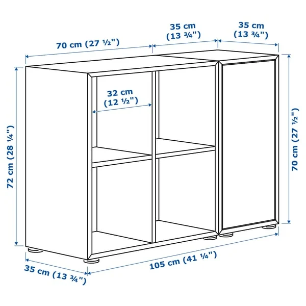 EKET cabinet combination with feet, white/dark grey, 105x35x72 cm