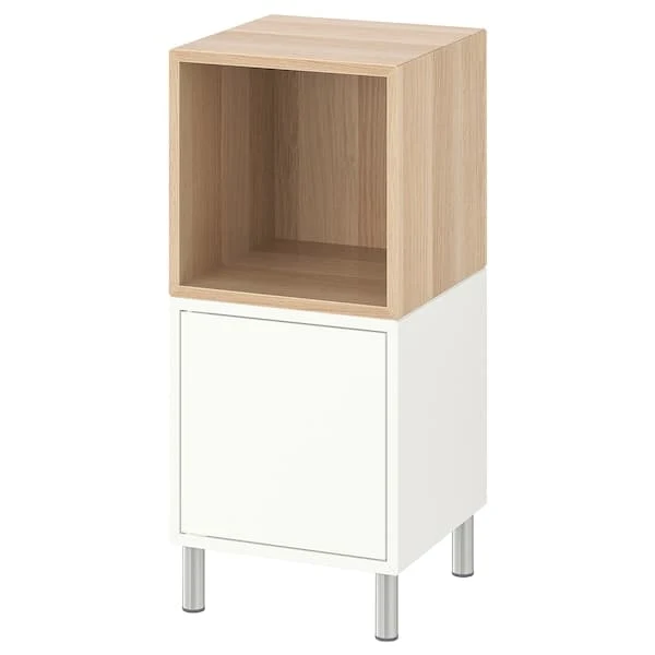 EKET cabinet combination with legs, white/white stained oak effect, 35x35x80 cm