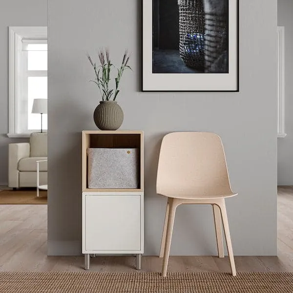 EKET cabinet combination with legs, white/white stained oak effect, 35x35x80 cm