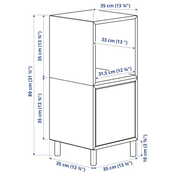 EKET cabinet combination with legs, white/white stained oak effect, 35x35x80 cm