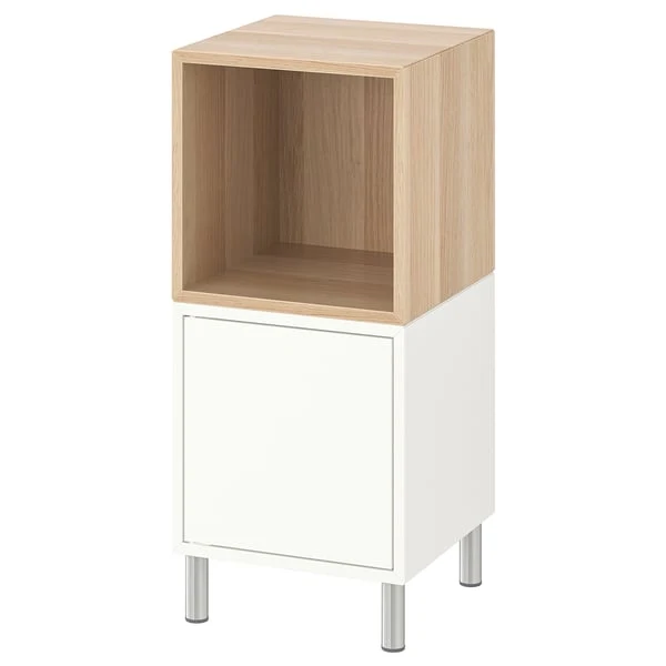 EKET cabinet combination with legs, white/white stained oak effect, 35x35x80 cm