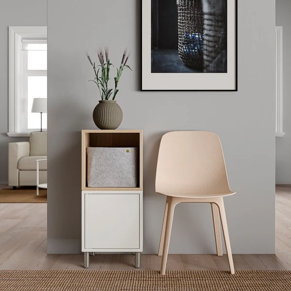 EKET cabinet combination with legs, white/white stained oak effect, 35x35x80 cm