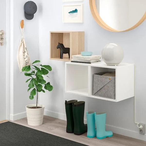 EKET wall-mounted cabinet combination, white stained oak effect/white, 105x35x70 cm