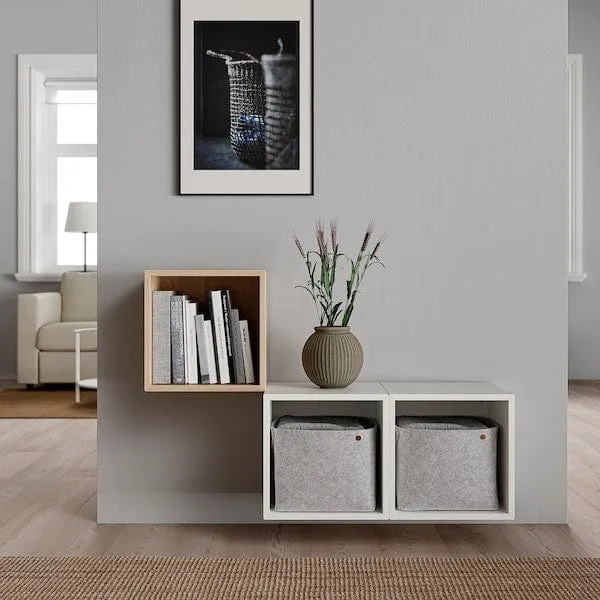 EKET wall-mounted cabinet combination, white stained oak effect/white, 105x35x70 cm