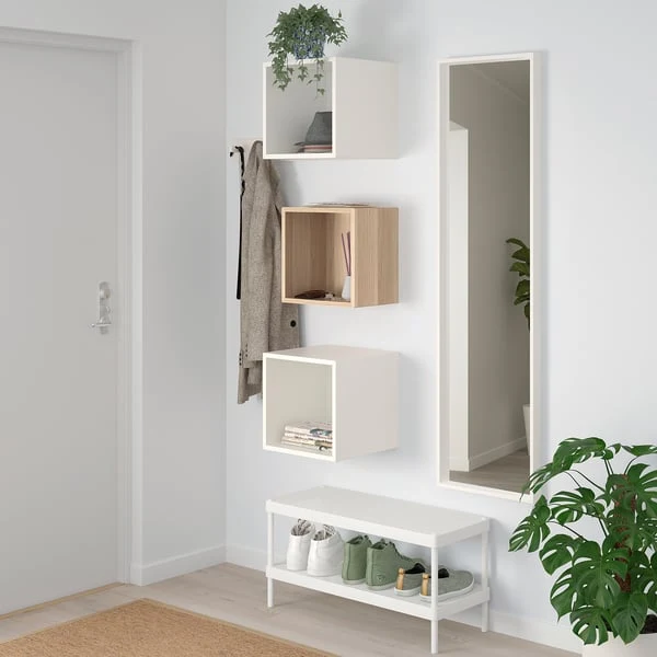 EKET wall-mounted cabinet combination, white stained oak effect/white, 105x35x70 cm