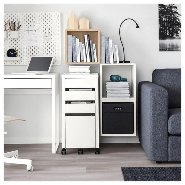 EKET wall-mounted cabinet combination, white stained oak effect/white, 105x35x70 cm