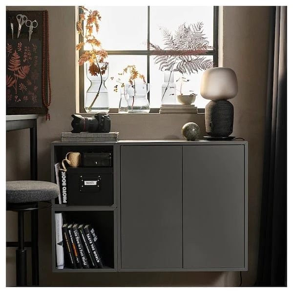 EKET wall-mounted shelving unit, dark grey, 70x35x70 cm