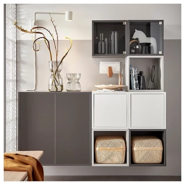 EKET wall-mounted shelving unit, dark grey, 70x35x70 cm