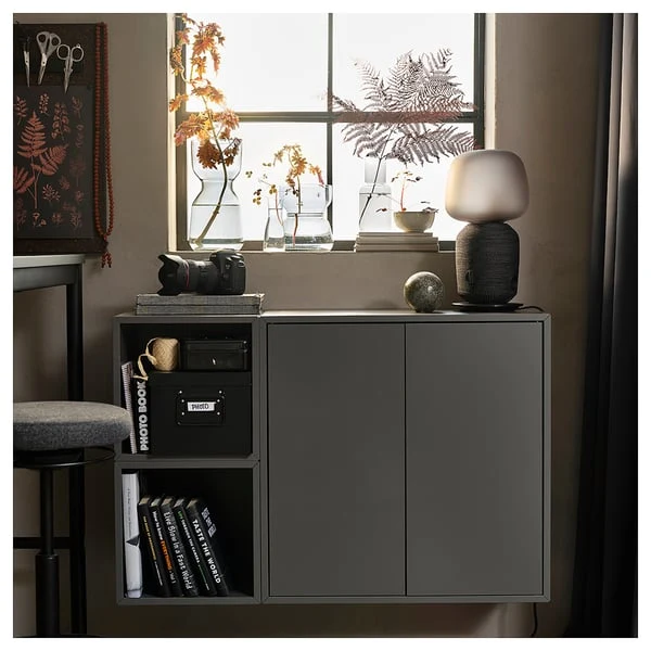 EKET wall-mounted shelving unit, dark grey, 70x35x70 cm