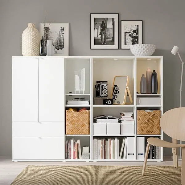 VIHALS storage combination, white, 200x37x140 cm